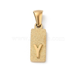 304 Stainless Steel Pendants, Golden, Rectangle with Letter Charm, Letter Y, 17.5x6.5x3mm, Hole: 3x6mm(STAS-Z120-03Y-G)