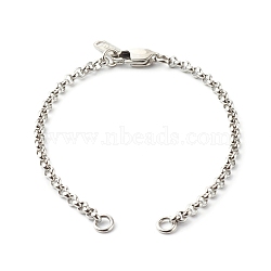 Handmade 304 Stainless Steel Rolo Chain Bracelets Making Accessories, with Jump Rings, Lobster Claw Clasps, Chain Tabs, Stainless Steel Color, 6-1/2x1/8 inch(16.5x0.3cm)(AJEW-JB01026-01)