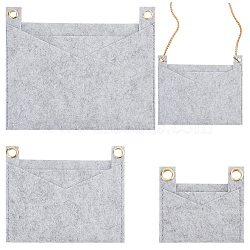 WADORN 3Pcs 3 Style Felt Bags Organizer Insert, Mini Envelope Handbag Shaper Premium Felt, with Iron Grommets, Gray, 9~22x8~18.3x0.5~0.55cm, Hole: 10mm, 1pc/style(PURS-WR0006-87D)