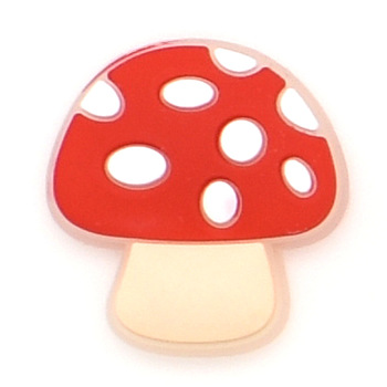 PVC Plastic Luminous Cabochons, Glow In The Dark, Mushroom, Red, 25x23.5mm