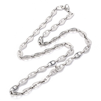 304 Stainless Steel Link Chain Necklaces, with Lobster Claw Clasps, Stainless Steel Color, 22.83 inch(58cm)
