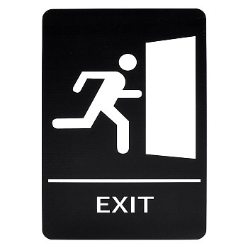 Acrylic Indicator, with Word Exit, for Wall Door Accessories Sign, Rectangle, Black, 225x150x15mm