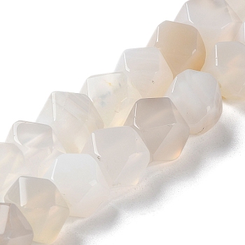 Natural White Agate Star Cut Round Beads Strands, Faceted, 7~8.5x7~8.5x7~8.5mm, Hole: 1.2mm, about 25~26pcs/strand, 8.39''~8.62''(21.3~21.9cm)