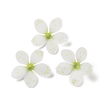 Opaque Acrylic Bead Caps, 5-Petal Flower, Lawn Green, 35~36x35~36x11mm, Hole: 1.4mm