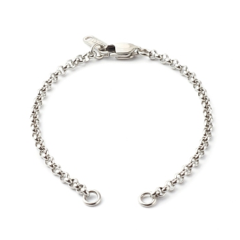 Handmade 304 Stainless Steel Rolo Chain Bracelets Making Accessories, with Jump Rings, Lobster Claw Clasps, Chain Tabs, Stainless Steel Color, 6-1/2x1/8 inch(16.5x0.3cm)