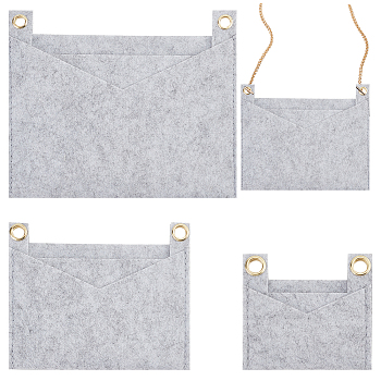 WADORN 3Pcs 3 Style Felt Bags Organizer Insert, Mini Envelope Handbag Shaper Premium Felt, with Iron Grommets, Gray, 9~22x8~18.3x0.5~0.55cm, Hole: 10mm, 1pc/style