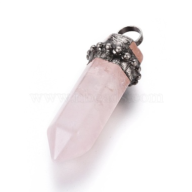Colgante de cuarzo rosa natural grande puntiagudo(G-L509-32A)-2