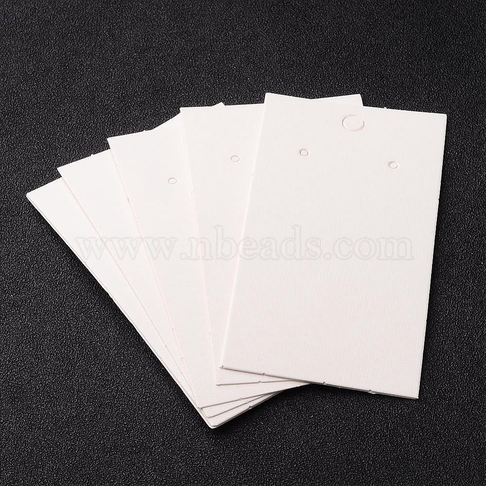 100 pcs Rectangle White  Earring Displays Paper Cards with Three Holes 90x50mm 