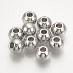 Tarnish Resistant 304 Stainless Steel Spacer Beads, Cadmium Free & Lead Free, Round, Stainless Steel Color, 5x4mm, Hole: 2.5mm(X-STAS-T021-5)