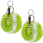 Polyester Pendant Decorations, with Plastic Pendants and Iron Ring, Tennis Ball & Racket, Green Yellow, 135mm(AJEW-WH20020-617E)