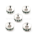 Brass Micro Pave Cubic Zirconia Spacer Beads, Long-Lasting Plated, Rack Plating, Flat Round, Silver, 6x2.5mm, Hole: 2mm(KK-R216-13S-01)
