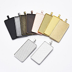 Alloy Big Pendant Cabochon Settings, Cadmium Free & Lead Free, Plain Edge Bezel Cups, Rectangle, Mixed Color, Tray: 49.5x24.5mm, 60.5x27x6mm, Hole: 3x6.5mm, about 2pcs/color, 10color, 20pcs/bag(PALLOY-R120-01)