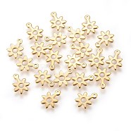 304 Stainless Steel Charms, Flower, Golden, 10.5x8x0.5mm, Hole: 1.2mm(X-STAS-E447-16G)