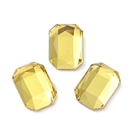 Glass Rhinestone Cabochons, Flat Back & Back Plated, Faceted, Rectangle, Citrine, 14x10x4.50mm(RGLA-P037-14A-D226)