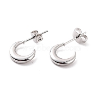 304 Stainless Steel Crescent Moon Stud Earrings for Women, Stainless Steel Color, 18.5x10x2mm, Pin: 0.8mm(EJEW-F280-05A-P)