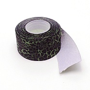 Polyester Ribbon, Leopard Print Theme Pattern, for Gift Wrapping, Floral Bows Crafts Decoration, Dark Slate Gray, 1-1/2 inch(38mm), about 10yards/roll(OCOR-TAC0009-22B-06)