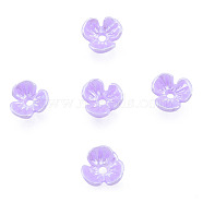 Resin Imitation Pearl Bead Caps, 3-Petal, Flower, Lilac, 6x6x3mm, Hole: 1mm(RESI-N036-01A-04)
