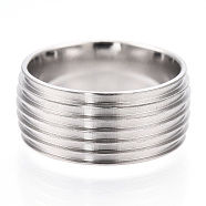201 Stainless Steel Grooved Finger Ring Settings, Ring Core Blank for Enamel, Stainless Steel Color, 8mm, Size 5, Inner Diameter: 15mm(STAS-WH0047-10S)