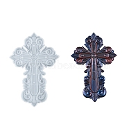 Religion Cross Shape Display Decoration DIY Silicone Mold, Resin Casting Molds, for UV Resin, Epoxy Resin Craft Making, White, 212x143x11mm(DIY-K071-01B)