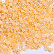 ABS Plastic Imitation Pearl Cabochons, Nail Art Decoration Accessories, Half Round, Orange, 4x2mm, about 10000pcs/bag(MRMJ-T020-4mm-10)