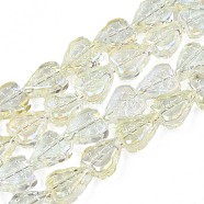 Electroplate Glass Beads Strands, AB Color, Leaf, Light Goldenrod Yellow, 10x8x4mm, Hole: 0.9mm, about 65pcs/strand, 24.80 inch(63cm)(EGLA-S188-16-B03)
