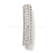 Brass Micro Pave Clear Cubic Zirconia Beads, Bend Tube, Platinum, 27x6x5.5mm, Hole: 3.5x4mm(KK-G493-12P-01)