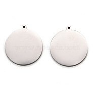 304 Stainless Steel Pendants, Stamping Blank Tag, Flat Round, Stainless Steel Color, 21x19x2mm, Hole: 1mm(STAS-O133-07P)