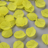 Transparent Frosted Acrylic Pendants, Petaline, Yellow, 16x14.5x3mm, Hole: 1.6mm(MACR-S371-02A-717)