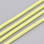 Faux Suede Cords, Faux Suede Lace, Yellow, 3x3mm, about 10.93 yards(10m)/roll(LW-S033-20)