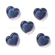 Transparent Resin Cabochons, with Glitter, Heart, Marine Blue, 18x19.5x6.5mm(CRES-P019-04B)