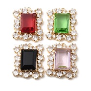 Brass with K9 Glass & Rhinestone Pendants, Light Gold, Rectangle Charms, Mixed Color, 24.5x20x7mm, Hole: 1.2mm(KK-C024-58KCG)