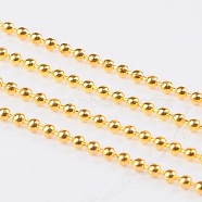 Iron Ball Bead Chains, Soldered, with Spool, Golden, Bead: about 1.5mm in diameter, about 32.8 Feet(10m)/roll(X-CHB001Y-G)