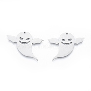 201 Stainless Steel Pendants, Ghost, Halloween Style, Stainless Steel Color, 29x35.5x1mm, Hole: 1.6mm(STAS-N090-LA916-1)