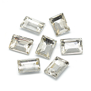 Pointed Back Glass Rhinestone Cabochons, Back Plated, Faceted, Rectangle, Clear, 8x6x3.5mm(RGLA-T031-6x8mm-01)