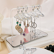 Acrylic Earrings Display Stands, Clothes Hangers Shaped Dangle Earring Organizer Holder, with 8Pcs Mini Hangers, Light Grey, 6x15x12cm(PAAG-PW0009-02E)