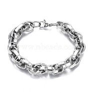 201 Stainless Steel Rope Chain Bracelet for Men Women, Stainless Steel Color, 9-1/8 inch(23cm)(BJEW-S057-68)