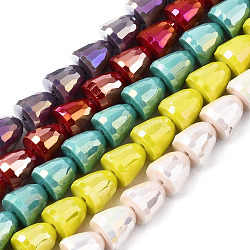 Electroplate Opaque Solid Color Glass Beads Strands, Seedpod of the Lotus, Mixed Color, 10~11x10mm, Hole: 1mm, about 60pcs/strand, 23.62 inch~24.8 inch(60~63cm)(EGLA-N006-003-A)