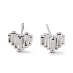 304 Stainless Steel Stud Earrings, Heart, Stainless Steel Color, 6.5x5mm(EJEW-Q788-06P)