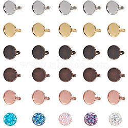 DIY Ring Making, Adjustable Brass Finger Rings Components and Resin Cabochons, Mixed Color, Size 7, 17mm, 30pcs/box(DIY-PH0025-19)