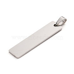 304 Stainless Steel Pendants, Laser Cut, Stamping Blank Tag, Rectangle, Stainless Steel Color, 41x10x1.4mm, Hole: 6mm(STAS-D142-01B-P)