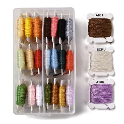 24 Cards 24 Colors 6-Ply Polyester Embroidery Floss, Cross Stitch Threads, Mixed Color, 0.5mm, about 8.75 Yards(8m)/card, 1 card/color(OCOR-K006-C04)
