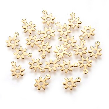 304 Stainless Steel Charms, Flower, Golden, 10.5x8x0.5mm, Hole: 1.2mm