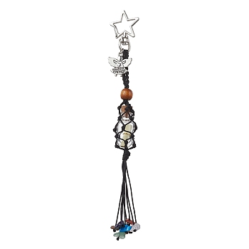 Wish Bottle Pendant Decoration, with Natural Gemstone amd Iron Clasp, Star, 175mm