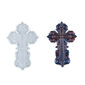 Religion Cross Shape Display Decoration DIY Silicone Mold, Resin Casting Molds, for UV Resin, Epoxy Resin Craft Making, White, 212x143x11mm