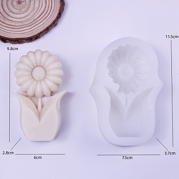 Flower DIY Food Grade Silicone Candle Molds, Aromatherapy Candle Moulds, Scented Candle Making Molds, White, 11.5x7.5x3.7cm