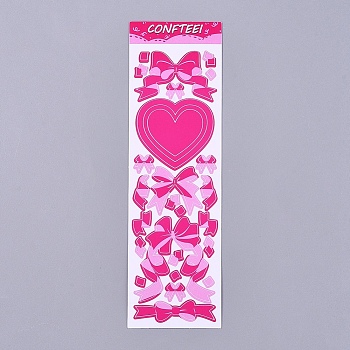 Bowknot Ribbon Pattern Decorative Labels Stickers, DIY Handmade Scrapbook Photo Albums, Deep Pink, 165x50x0.5mm, Pattern: 4~45mm
