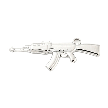 304 Stainless Steel Pendants, Gun Charms, Stainless Steel Color, 16x42.5x2mm, Hole: 2.8mm