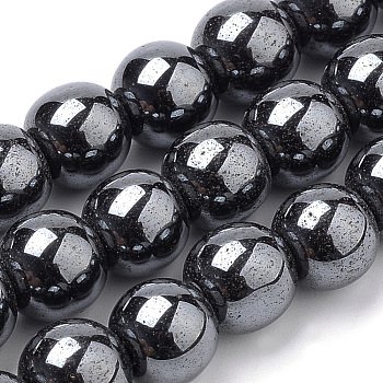 Non-magnetic Synthetic Hematite Beads Strands, Round, 8mm, Hole: 1mm, about 50pcs/strand, 15.7 inch