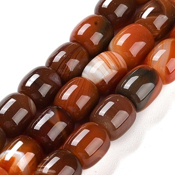 Natural Red Agate Beads Strands, Dyed & Heated, Drum Beads, 12.5~13x12mm, Hole: 2.5mm, about 30pcs/strand, 15.94''(40.5cm)