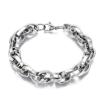 201 Stainless Steel Rope Chain Bracelet for Men Women, Stainless Steel Color, 9-1/8 inch(23cm)